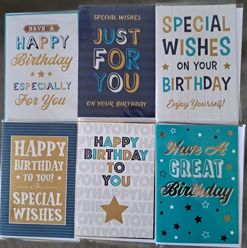 Set male birthday cards - set, 6