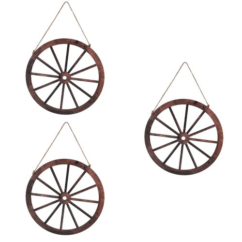 Wooden wagon wheel wall decor - wooden,