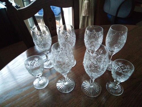 Eight vintage cut glass