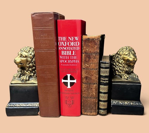 Gold gild bookends cat lion - gold,