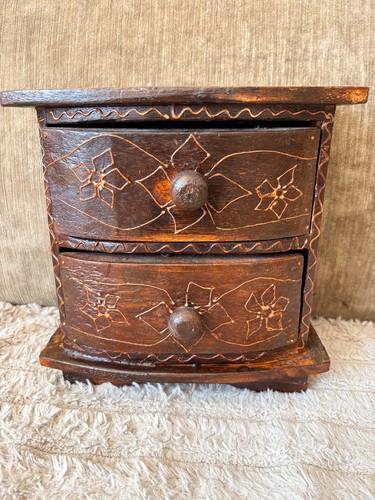 Handmade small dark wood chest - handmade,