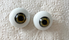 20 mm Glass Doll Eyes colour Amber . Pair Slight difference in size by 1 mm  K12