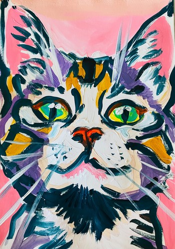 Original expressionism cat - original,