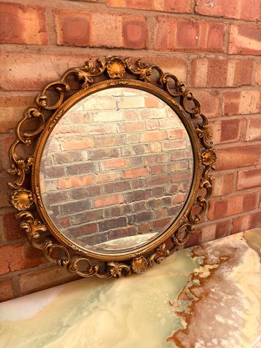 Vintage ornate gilt oval - gilt,