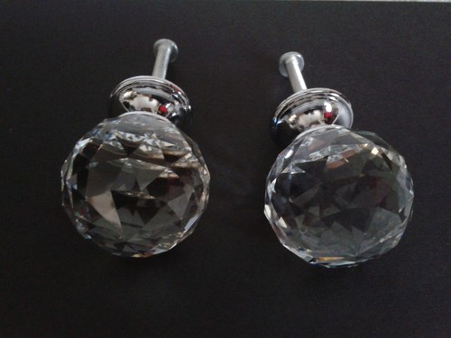 Glass drawer door knobs - glass, pair