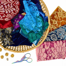 Lace, Velvet & Velveteen Scraps 25 Pieces | Opulent Fabrics - Crazy Quilt Supply