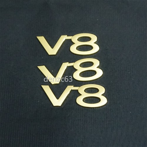 Chrome gold metal emblem - chrome, v8