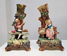 Majolica Vase Pair Bench Tree Spill Antique Maiolica - RSPCA NW London