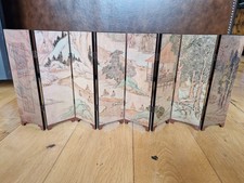 Mini Oriental Room Screen Divider 8 Panel Chinese Lacquer Folding Home Decor