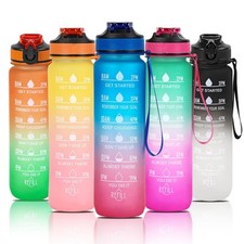 1L Sports Water Bottle Gym Travel Drinking Leakproof Bottle With Straw BPA-Free