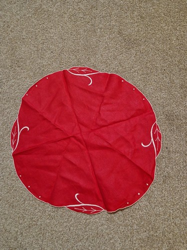Red embroidered mat - red, mat,
