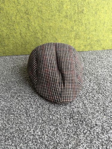 Brown check tweed flat cap - tweed,