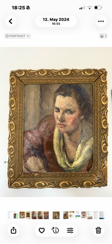 Vintage oil portrait lady - of,
