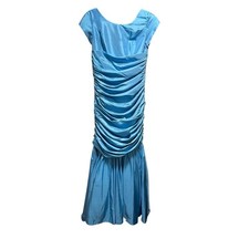 VTG Blue Ruched Mermaid Gown