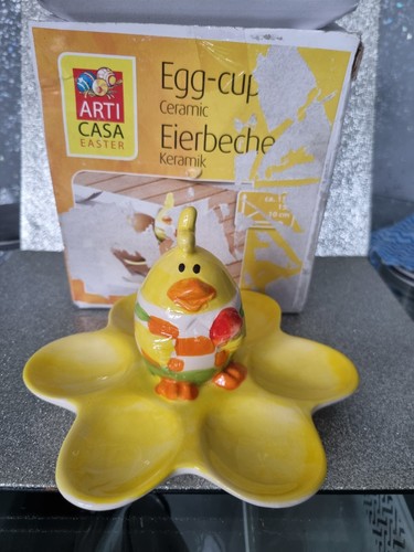 Yellow ceramic egg holder - yellow,