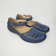 Hotter UK 9 EEE Blue Shore Sandals Women's Mary Jane Leather Extra Wide Fit Shoe