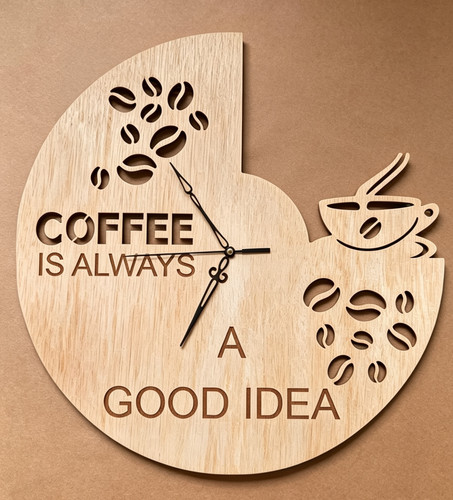 Wooden coffee wall clock - wall, –