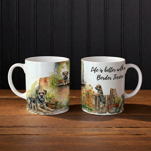 Border terrier mug life - border,