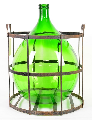 Demijohn green glass - demijohn,,