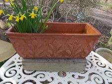 Vintage 17" Long Italian Terracotta Garden Planter Trough Fern Design