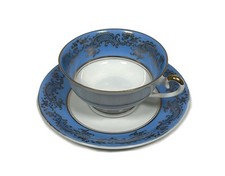 D & R W Bavaria Vintage Cup and Saucer Light Blue With Gold Decoration