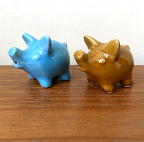 Vintage retro ceramic pigs - retro,