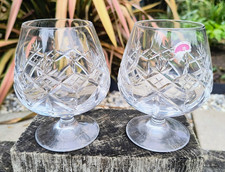 Royal Albert Pair of Vintage Crystal Brandy Cognac Balloon Glasses - 12cm Tall