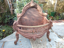 Vintage cast  iron 1970s large Throne Style Cast Iron Open Fire  Basket /Grate