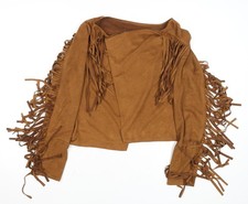 Sans Souci Women’s Brown Fringe Suede Biker Jacket M Western Style
