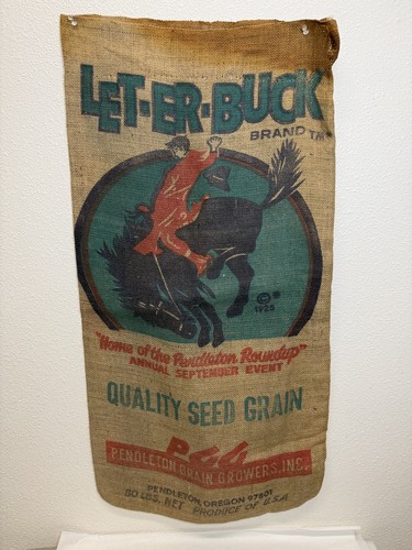 Vintage burlap seed bag - seed,