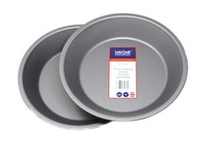 8 Inch Traditional Pie Dish Twin Pack, 20cm, British Made with Teflon Non Stick