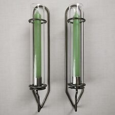 2x Hanging Candle Lantern Metal Steel Hurricane Glass Wedding Garden Height 36CM