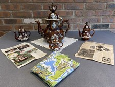 Measham Barge Ware Tea Pot 1890s plus 3 repro Teapots 