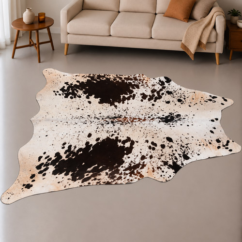 Genuine brown white cowhide - brown,