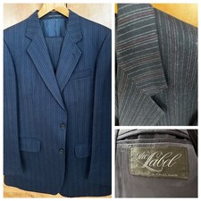 The Label Pure New Wool Blue Striped Suit Chest 40R”/W34 L30 Made In England