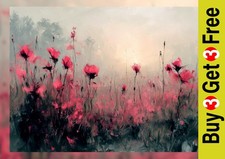 Misty Crimson Poppies 5"x7"