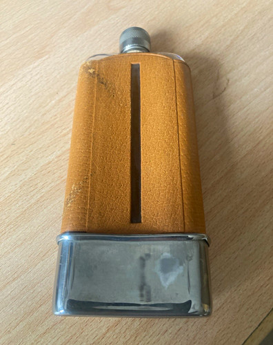 Vintage leather wrapped glass - leather,