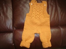 Hand Knitted  Baby Dungarees