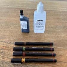rOtring Isograph Technical Drawing Pens set of 4 with ink & cleaning liquid