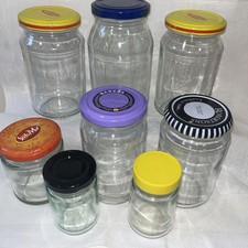 8 Empty Jam Jars Clear Clean Glass Inc lids Chutney Craft Storage Wedding (M8)