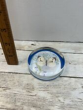 Butterfly Glass Flat Paper Weight 7cms Ornament Blue Floral Free Postage