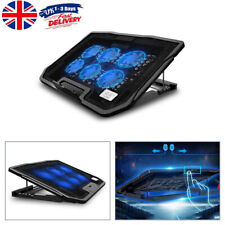 Quiet Laptop Cooler 6 Powerful Fans Gaming Cooling Mat Pad Stand Tilt for 12-17"