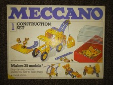 Vintage Meccano Construction Set 1 in Original Box With Manual - Incomplete