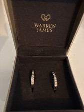 Warren James Silver Crystal Full Hoop Earrings Brand New In Box