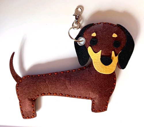 Brown felt dachshund animal - felt,