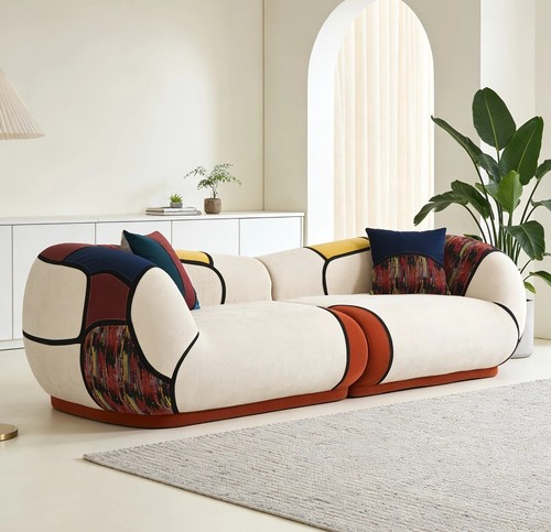 Modern curved sofa chenille - modern,