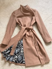 Ted Baker Camel Cashmere/Wool midi coat, Size 2 UK 12