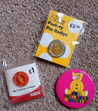 3 x PUDSEY Bear Pin Badges - Retro Bundle Charity BBC Children In Need