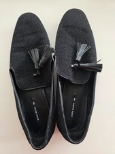 Zara Basic Loafer Glitter Style Black Flats with Tassels - Size 39 / 6
