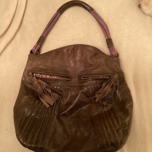 Brown leather shoulder - leather, bag